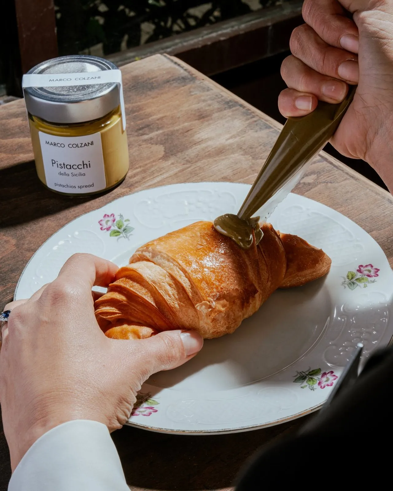 Cornetto con crema al pistacchio
